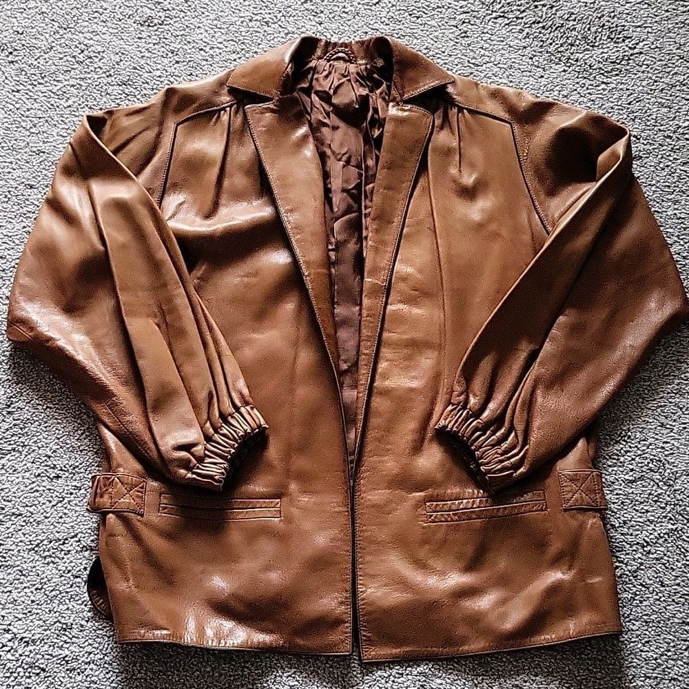 Vintage Givenchy Nouvelle Boutique Men Leather Blazer - Sz: 38